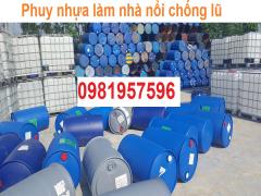 Thùng phuy nhựa nắp kín làm nhà nổi chống lũ