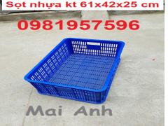 Sóng nhựa hở kích thước 61x42x25 cm, sọt nhựa đựng rau củ quả, sọt đựng hải sản